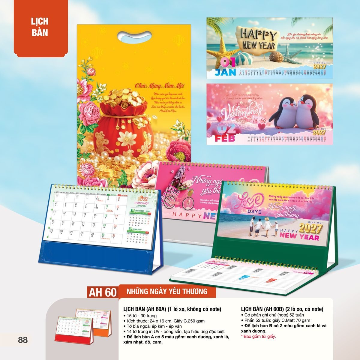 Lịch Bàn Chữ M (Có Note 52 Tuần) 2027 AH Mẫu AH60 (24 x 16cm) In Logo Doanh Nghiệp Lịch Bàn Chữ M (Có Note 52 Tuần) 2027 AH Mẫu AH60 (24 x 16cm) in logo doanh nghiệp quà tặng Tết