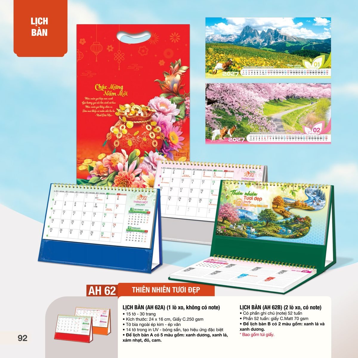 Lịch Bàn Chữ M (Có Note 52 Tuần) 2027 AH Mẫu AH62 (24 x 16cm) In Logo Doanh Nghiệp Lịch Bàn Chữ M (Có Note 52 Tuần) 2027 AH Mẫu AH62 (24 x 16cm) in logo doanh nghiệp quà tặng Tết