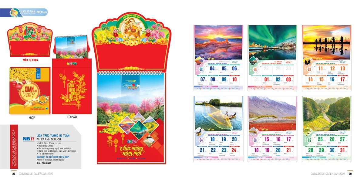 Lịch 52 Tuần Ba Nhất 2027 Ba Nhất 2027 BN526 In Logo Doanh Nghiệp Giá Xưởng Lịch 52 Tuần Ba Nhất 2027 Ba Nhất 2027 BN526 In Logo Doanh Nghiệp Giá Xưởng