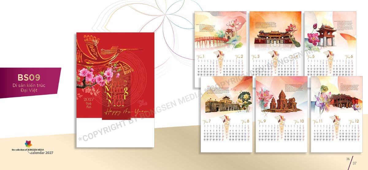 Lịch 7 Tờ Lò Xo 2027 BS19 In Logo Doanh Nghiệp Giá Xưởng