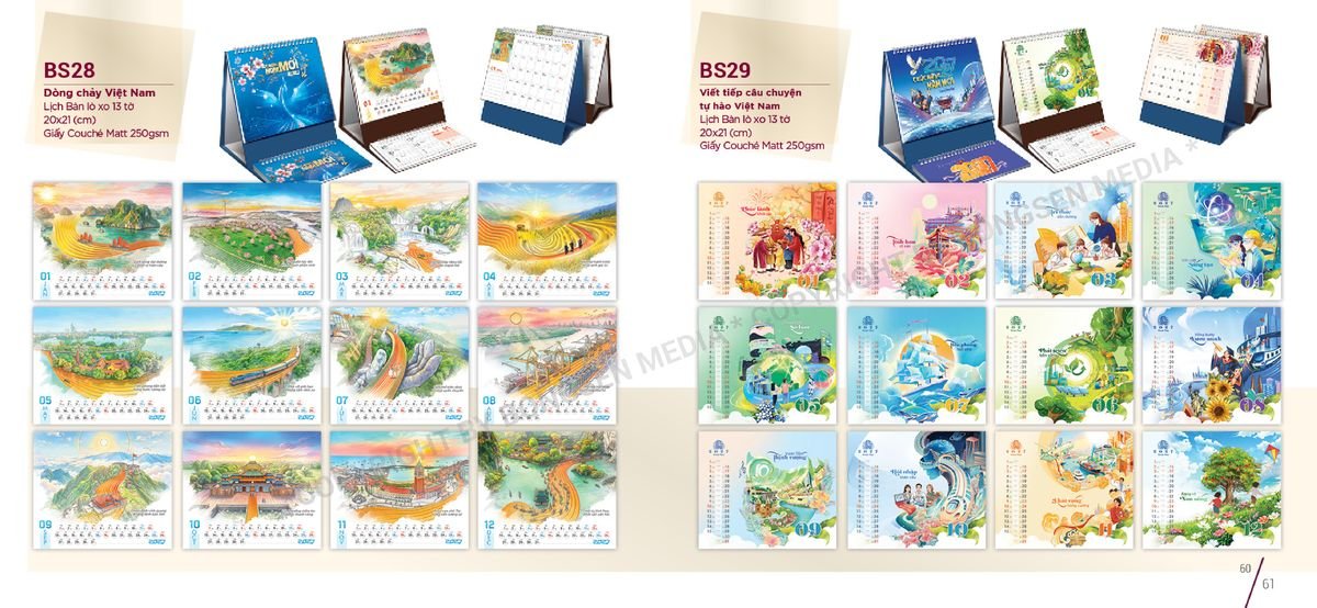 Lịch Để Bàn Nghệ Thuật 2027 BS31 In Logo Doanh Nghiệp Giá Xưởng