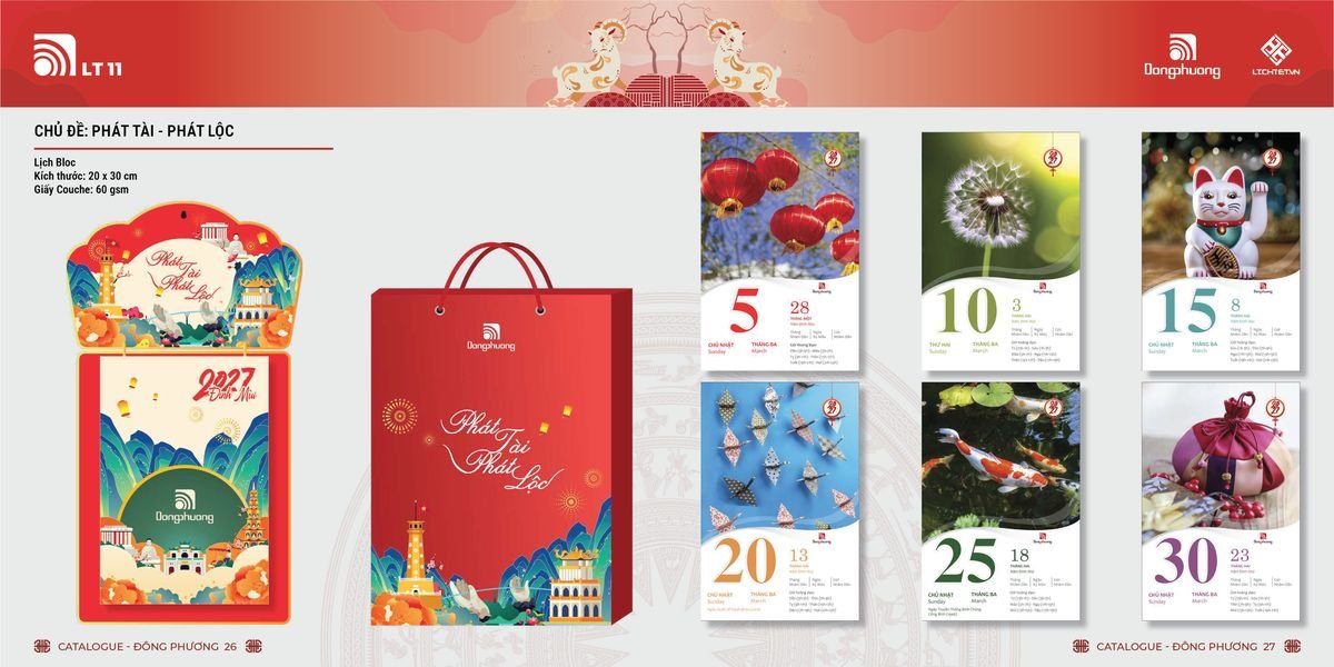 Lịch Bloc Đông Phương 2027 DP12 In Logo Doanh Nghiệp Giá Xưởng Lịch Bloc Đông Phương 2027 DP12 In Logo Doanh Nghiệp Giá Xưởng