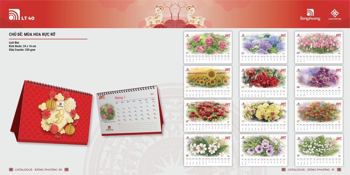 Lịch Bloc Đông Phương 2027 DP44 In Logo Doanh Nghiệp Giá Xưởng