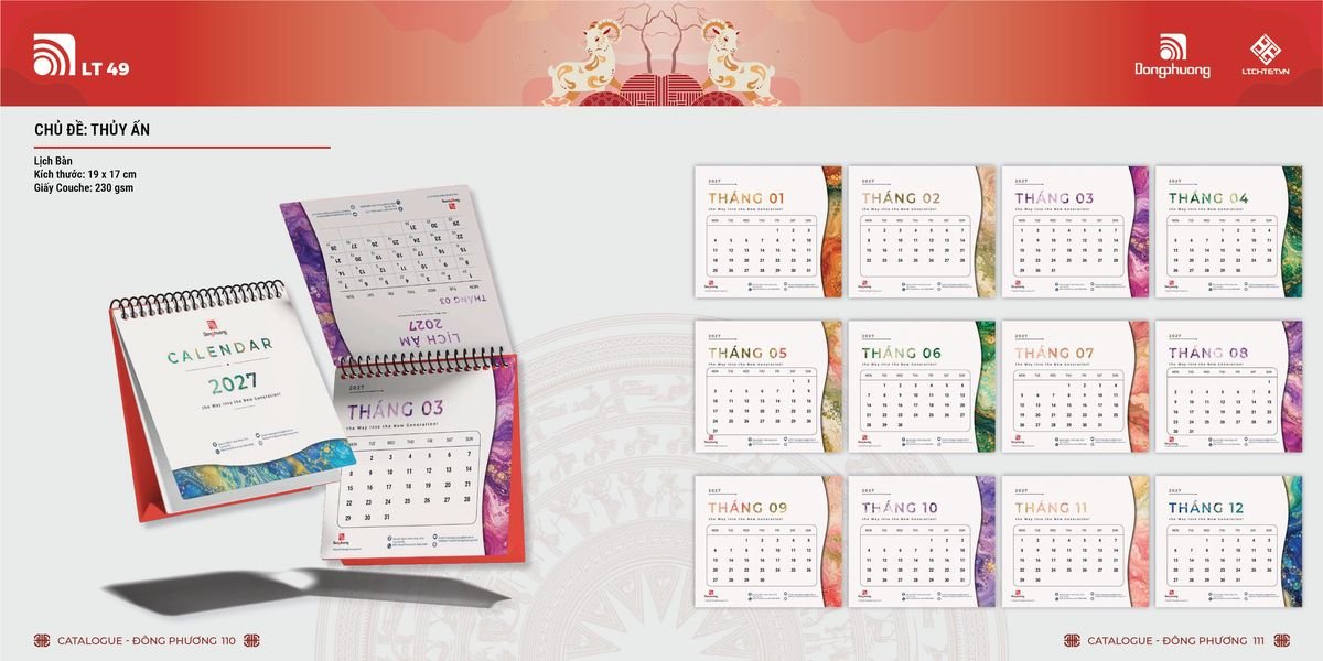 Lịch Bloc Đông Phương 2027 DP54 In Logo Doanh Nghiệp Giá Xưởng