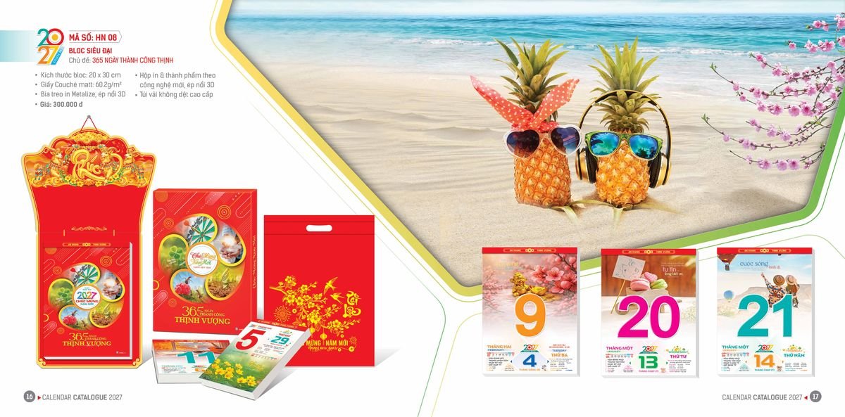 Lịch Bloc Hoa Niên 2027 Đông Phương DPHN07 In Logo Doanh Nghiệp Giá Xưởng