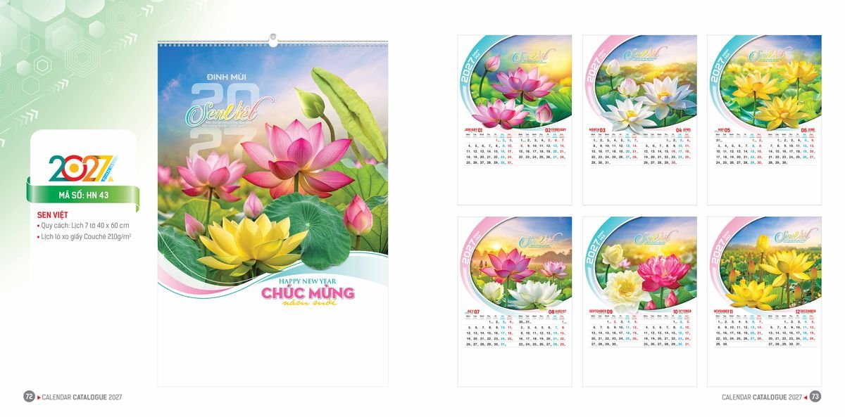 Lịch Bloc Hoa Niên 2027 Đông Phương DPHN35 In Logo Doanh Nghiệp Giá Xưởng