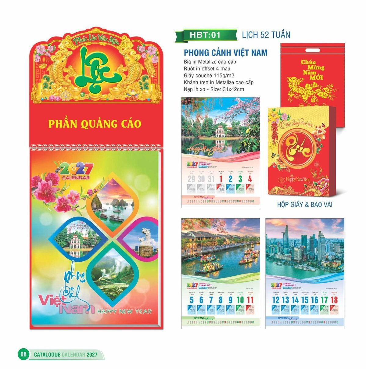 Lịch 52 Tuần 2027 HBT Mẫu HBT02 (31 x 42cm) In Logo Doanh Nghiệp Lịch 52 Tuần 2027 HBT Mẫu HBT02 (31 x 42cm) in logo doanh nghiệp quà tặng Tết