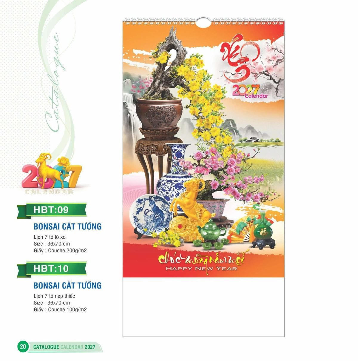 Lịch Treo Tường Lò Xo 2027 HBT Mẫu HBT10 (36 x 70cm) In Logo Doanh Nghiệp Lịch Treo Tường Lò Xo 2027 HBT Mẫu HBT10 (36 x 70cm) in logo doanh nghiệp quà tặng Tết