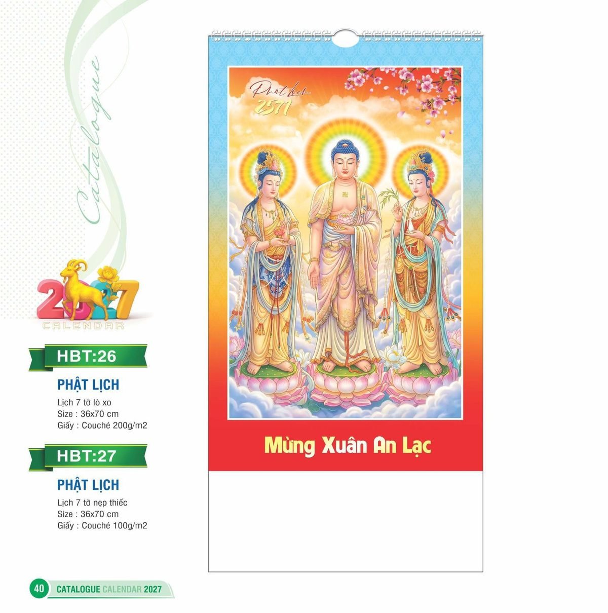 Lịch Treo Tường Lò Xo 2027 HBT Mẫu HBT26 (36 x 70cm) In Logo Doanh Nghiệp Lịch Treo Tường Lò Xo 2027 HBT Mẫu HBT26 (36 x 70cm) in logo doanh nghiệp quà tặng Tết