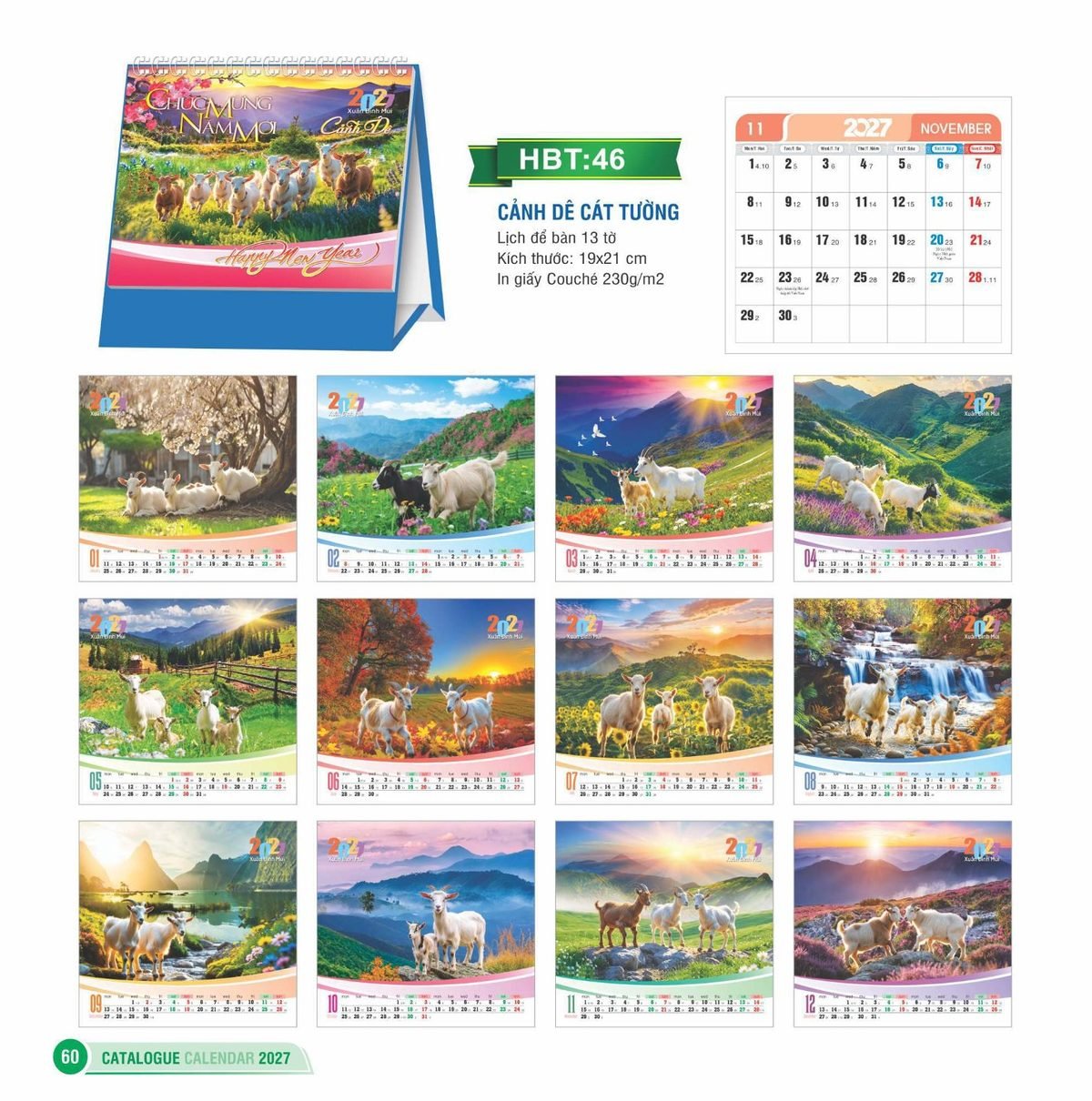 Lịch Để Bàn 2027 HBT Mẫu HBT46 (19 x 21cm) In Logo Doanh Nghiệp Lịch Để Bàn 2027 HBT Mẫu HBT46 (19 x 21cm) in logo doanh nghiệp quà tặng Tết
