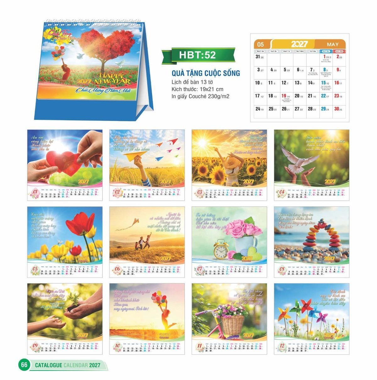 Lịch Để Bàn 2027 HBT Mẫu HBT53 (19 x 21cm) In Logo Doanh Nghiệp Lịch Để Bàn 2027 HBT Mẫu HBT53 (19 x 21cm) in logo doanh nghiệp quà tặng Tết