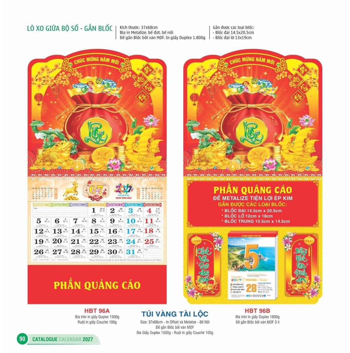 Lịch Treo Tường Lò Xo 2027 HBT Mẫu HBT97B (20 x 21 cm) In Logo Doanh Nghiệp Lịch Treo Tường Lò Xo 2027 HBT Mẫu HBT97B (20 x 21 cm) in logo doanh nghiệp quà tặng Tết