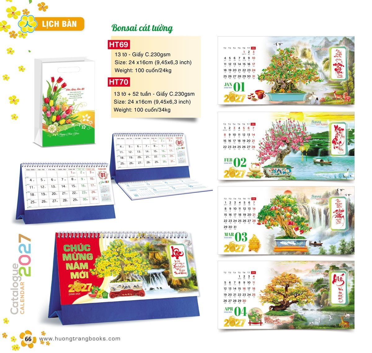 Lịch Để Bàn 2027 HT Mẫu HT69 (24 x 16cm) In Logo Doanh Nghiệp Lịch Để Bàn 2027 HT Mẫu HT69 (24 x 16cm) in logo doanh nghiệp quà tặng Tết