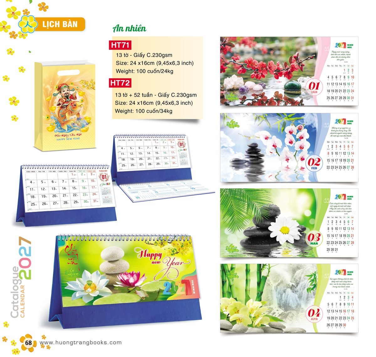 Lịch Để Bàn 2027 HT Mẫu HT71 (24 x 16cm) In Logo Doanh Nghiệp Lịch Để Bàn 2027 HT Mẫu HT71 (24 x 16cm) in logo doanh nghiệp quà tặng Tết