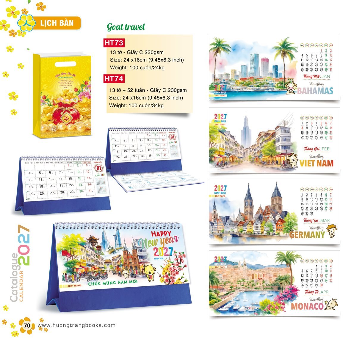 Lịch Để Bàn 2027 HT Mẫu HT73 (24 x 16cm) In Logo Doanh Nghiệp Lịch Để Bàn 2027 HT Mẫu HT73 (24 x 16cm) in logo doanh nghiệp quà tặng Tết