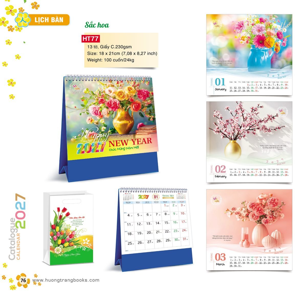 Lịch Để Bàn 2027 HT Mẫu HT77 (18 x 21cm) In Logo Doanh Nghiệp Lịch Để Bàn 2027 HT Mẫu HT77 (18 x 21cm) in logo doanh nghiệp quà tặng Tết