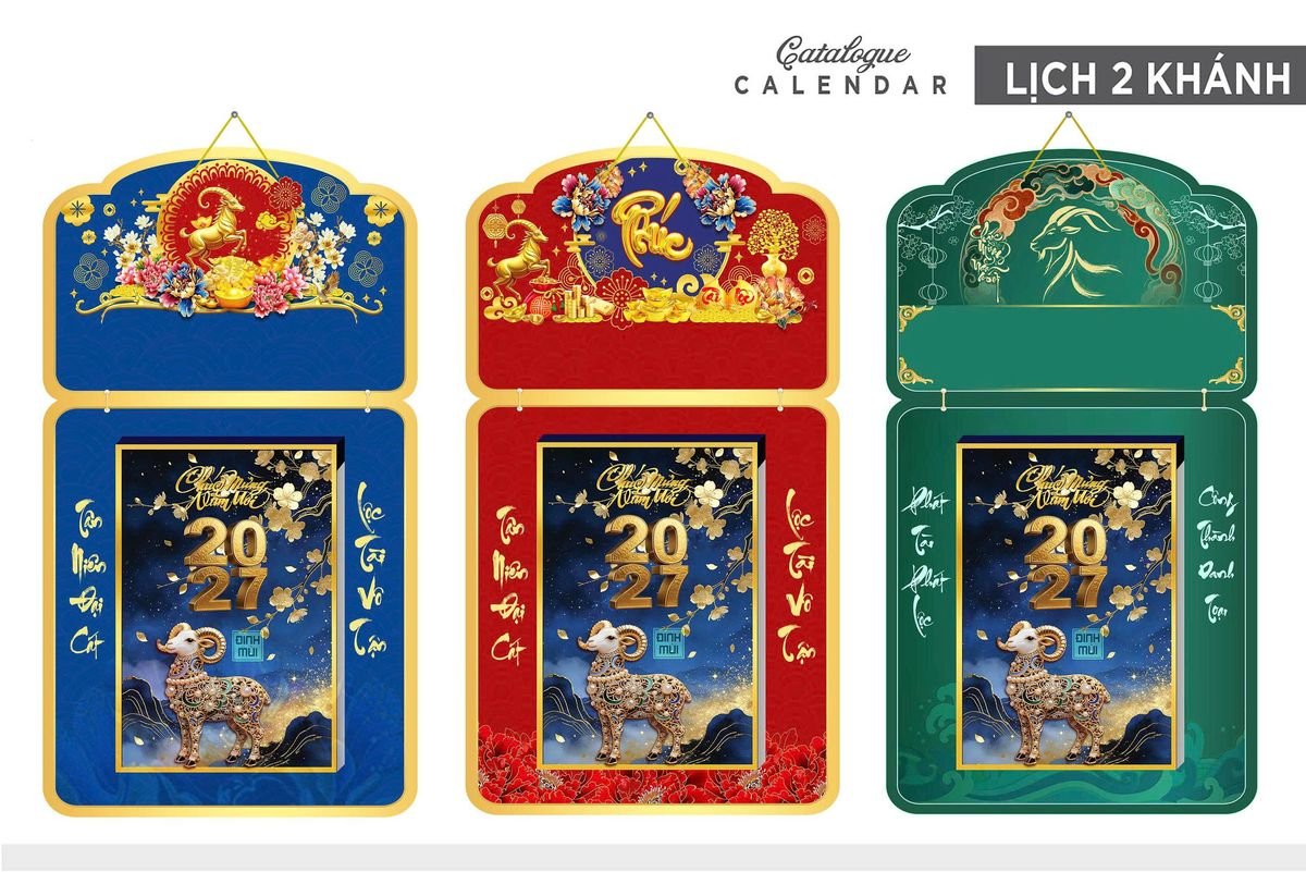 Lịch Khánh Gỗ Lamina 2 Đầu 2027 LM2D_031 - Quà Tặng Tết Việt Nam