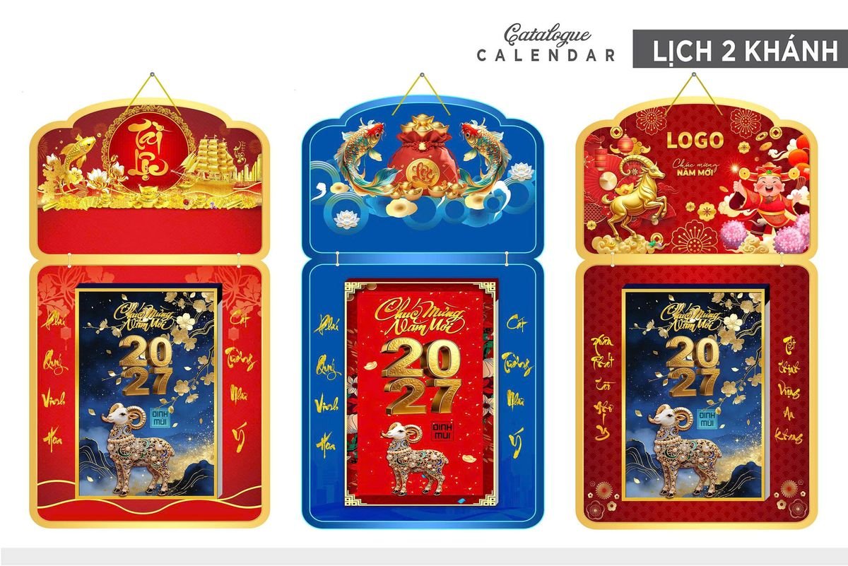 Lịch Khánh Gỗ Lamina 2 Đầu 2027 LM2D_032 - Quà Tặng Tết Việt Nam
