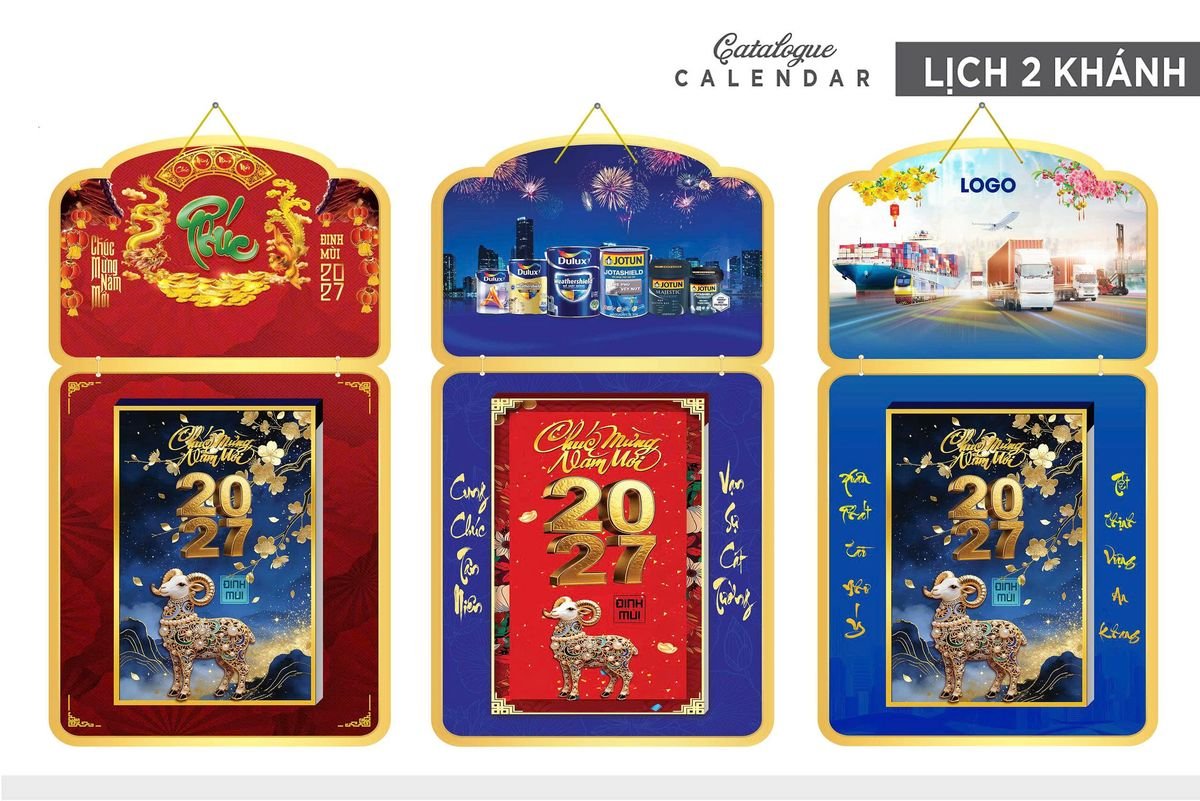 Lịch Khánh Gỗ Lamina 2 Đầu 2027 LM2D_034 - Quà Tặng Tết Việt Nam