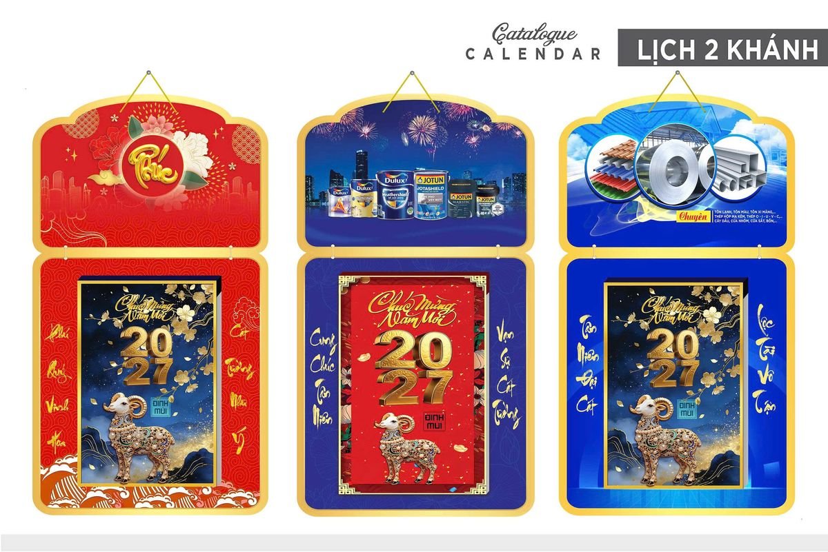 Lịch Khánh Gỗ Lamina 2 Đầu 2027 LM2D_035 - Quà Tặng Tết Việt Nam
