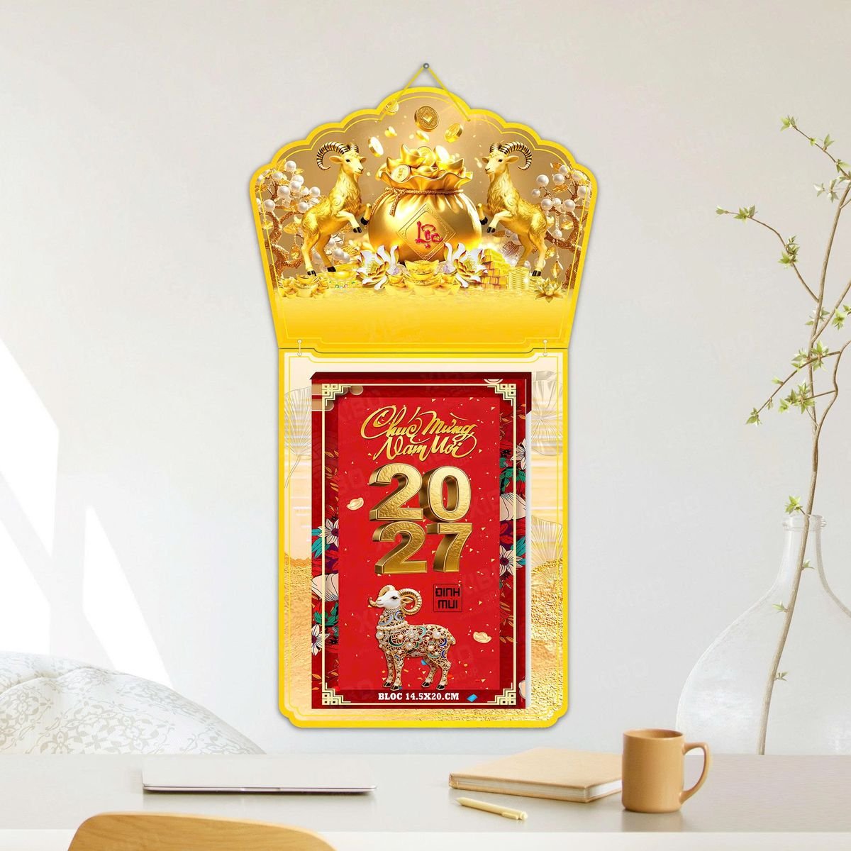 Lịch Khánh Gỗ Lamina 2 Đầu 2027 LM2D_037 - Quà Tặng Tết Việt Nam