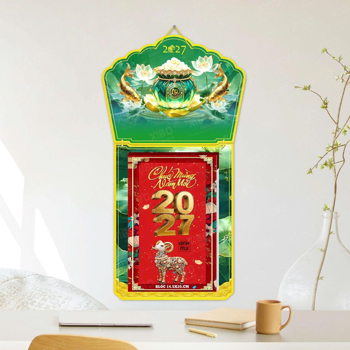 Lịch Khánh Gỗ Lamina 2 Đầu 2027 LM2D_038 - Quà Tặng Tết Việt Nam