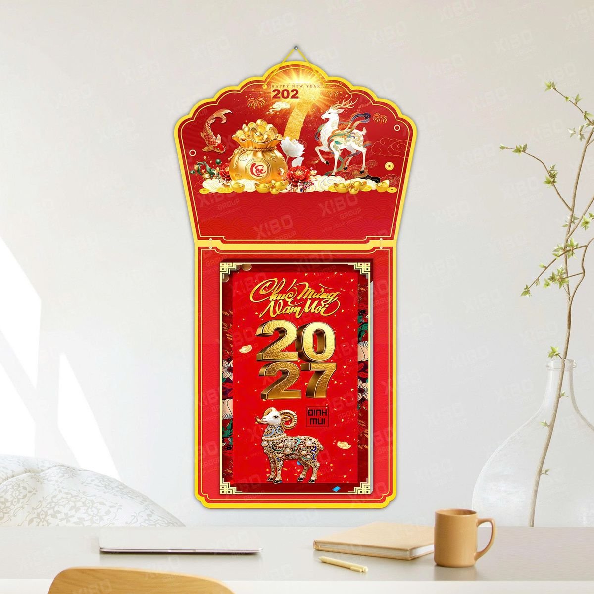 Lịch Khánh Gỗ Lamina 2 Đầu 2027 LM2D_041 - Quà Tặng Tết Việt Nam