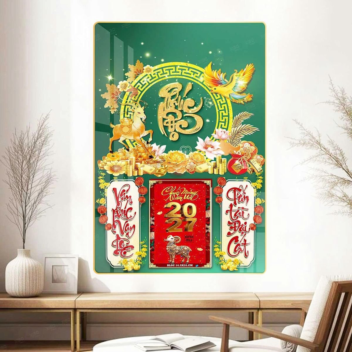 Lịch Gỗ Lamina Cao Cấp 40x60cm 2027 LM406_066 - Quà Tặng Tết Việt Nam
