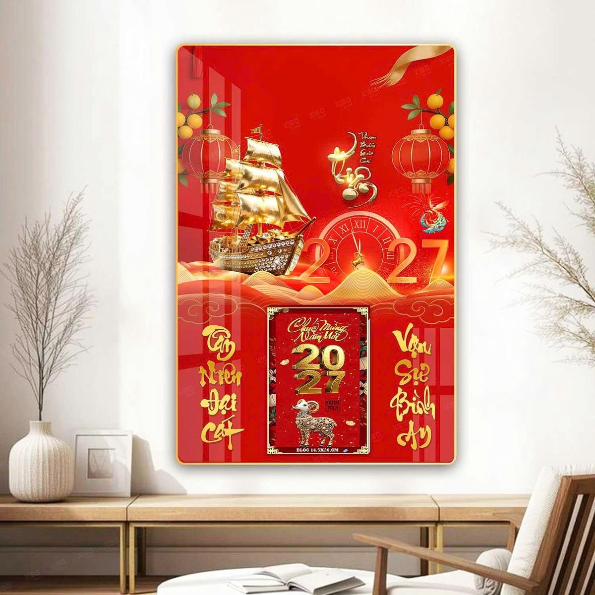 Lịch Gỗ Lamina Cao Cấp 40x60cm 2027 LM406_070 - Quà Tặng Tết Việt Nam