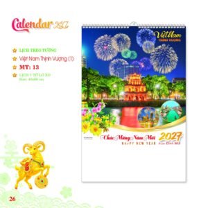Lịch Treo Tường Lò Xo 2027 MT Mẫu MT13 (40 x 60cm) in logo doanh nghiệp quà tặng Tết