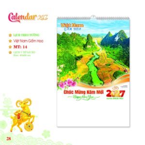 Lịch Treo Tường Lò Xo 2027 MT Mẫu MT14 (40 x 60cm) in logo doanh nghiệp quà tặng Tết