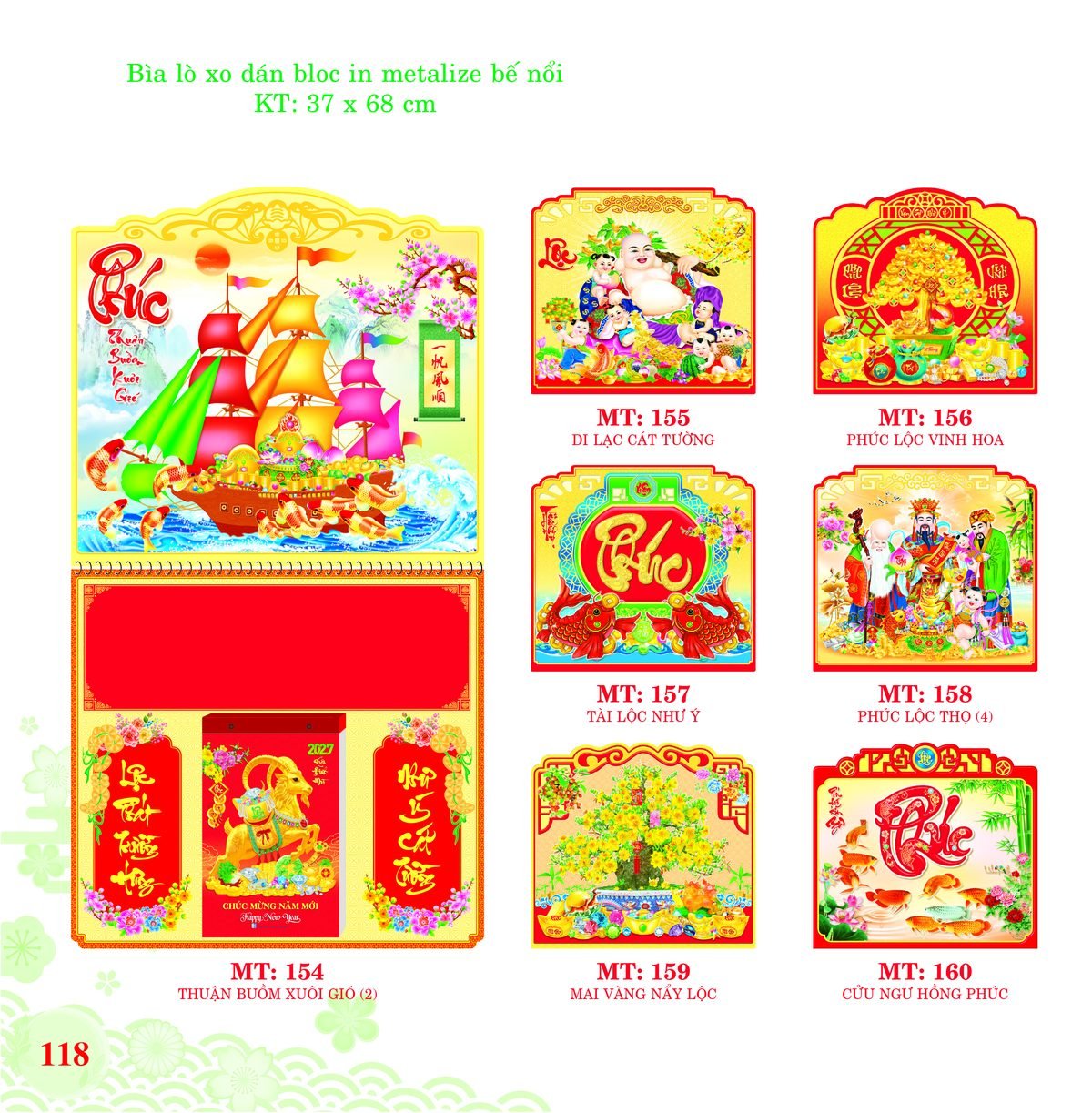 Bìa Lò Xo Dán Bloc 2027 MT Mẫu MT160 (37 x 68cm) In Logo Doanh Nghiệp Bìa Lò Xo Dán Bloc 2027 MT Mẫu MT160 (37 x 68cm) in logo doanh nghiệp quà tặng Tết