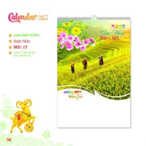 Lịch Treo Tường Lò Xo 2027 MT Mẫu MT17 (40 x 60cm) in logo doanh nghiệp quà tặng Tết