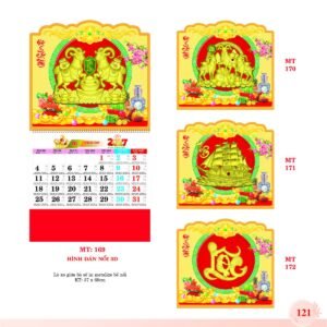 Lịch Treo Tường Lò Xo 2027 MT Mẫu MT170 (37 x 68cm) in logo doanh nghiệp quà tặng Tết