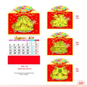 Lịch Treo Tường Lò Xo 2027 MT Mẫu MT178 (37 x 68cm) in logo doanh nghiệp quà tặng Tết