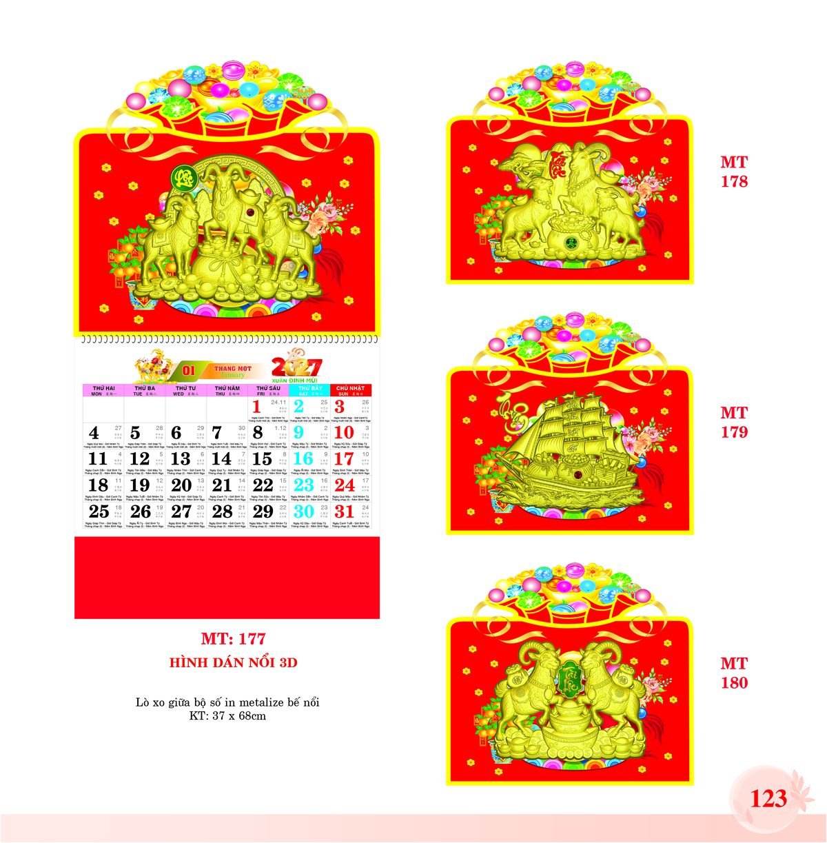 Lịch Treo Tường Lò Xo 2027 MT Mẫu MT179 (37 x 68cm) In Logo Doanh Nghiệp Lịch Treo Tường Lò Xo 2027 MT Mẫu MT179 (37 x 68cm) in logo doanh nghiệp quà tặng Tết