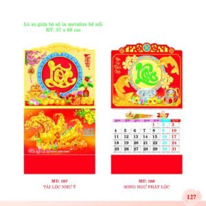 Lịch Treo Tường Lò Xo 2027 MT Mẫu MT187 (37 x 68cm) in logo doanh nghiệp quà tặng Tết