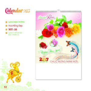 Lịch Treo Tường Lò Xo 2027 MT Mẫu MT26 (40 x 60cm) in logo doanh nghiệp quà tặng Tết