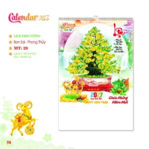 Lịch Treo Tường Lò Xo 2027 MT Mẫu MT29 (40 x 60cm) in logo doanh nghiệp quà tặng Tết