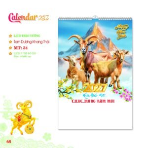 Lịch Treo Tường Lò Xo 2027 MT Mẫu MT34 (40 x 60cm) in logo doanh nghiệp quà tặng Tết