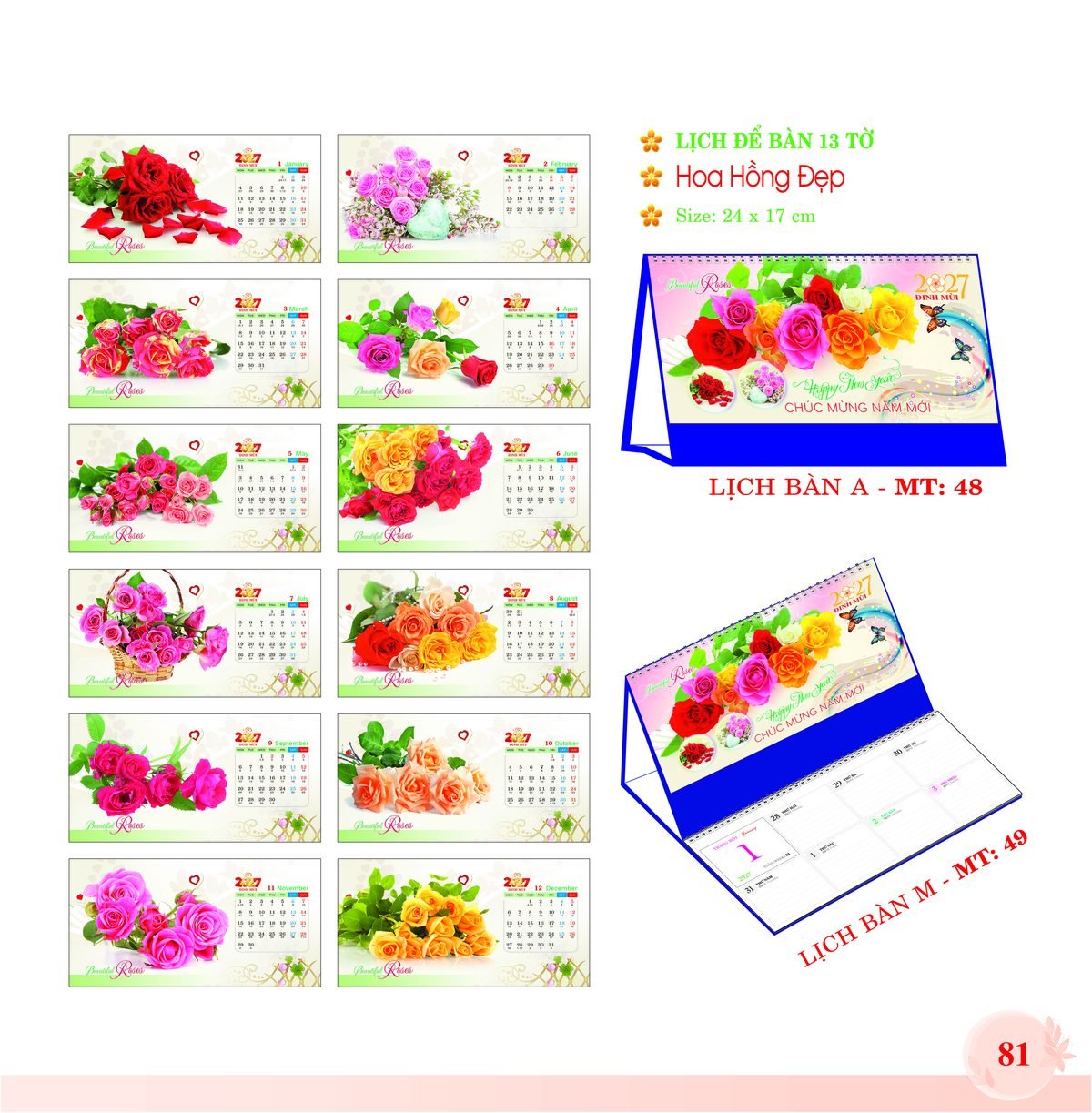 Lịch Để Bàn 2027 MT Mẫu MT48 (24 x 17cm) In Logo Doanh Nghiệp Lịch Để Bàn 2027 MT Mẫu MT48 (24 x 17cm) in logo doanh nghiệp quà tặng Tết