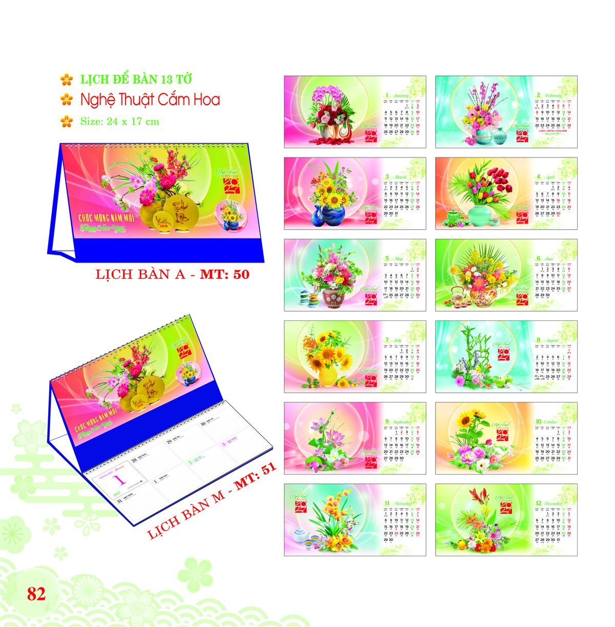 Lịch Để Bàn 2027 MT Mẫu MT51 (24 x 17cm) In Logo Doanh Nghiệp Lịch Để Bàn 2027 MT Mẫu MT51 (24 x 17cm) in logo doanh nghiệp quà tặng Tết