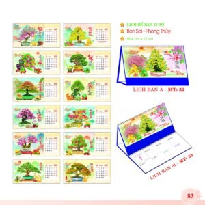 Lịch Để Bàn 2027 MT Mẫu MT52 (24 x 17cm) in logo doanh nghiệp quà tặng Tết