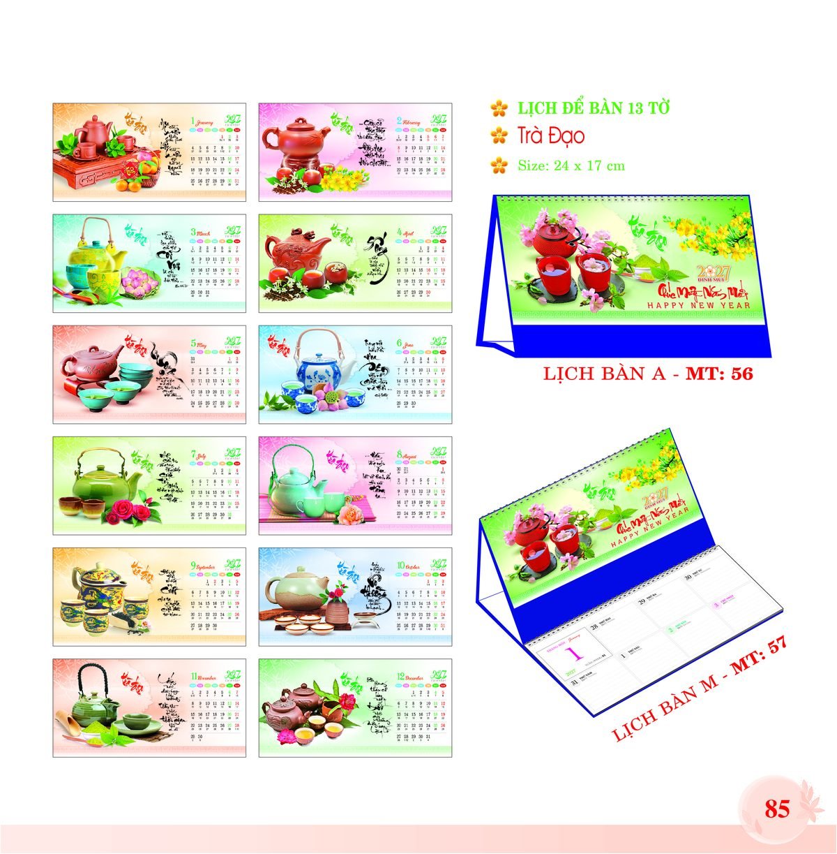 Lịch Để Bàn 2027 MT Mẫu MT57 (24 x 17cm) In Logo Doanh Nghiệp Lịch Để Bàn 2027 MT Mẫu MT57 (24 x 17cm) in logo doanh nghiệp quà tặng Tết