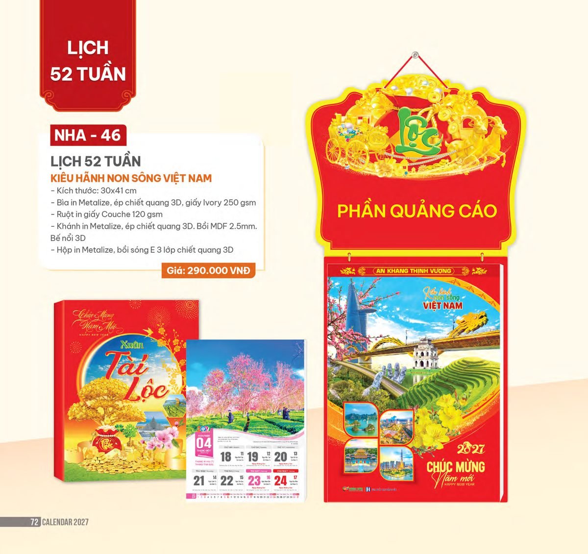 Lịch 52 Tuần 2027 NHA Mẫu NHA46 (30 x 41cm) In Logo Doanh Nghiệp Lịch 52 Tuần 2027 NHA Mẫu NHA46 (30 x 41cm) in logo doanh nghiệp quà tặng Tết