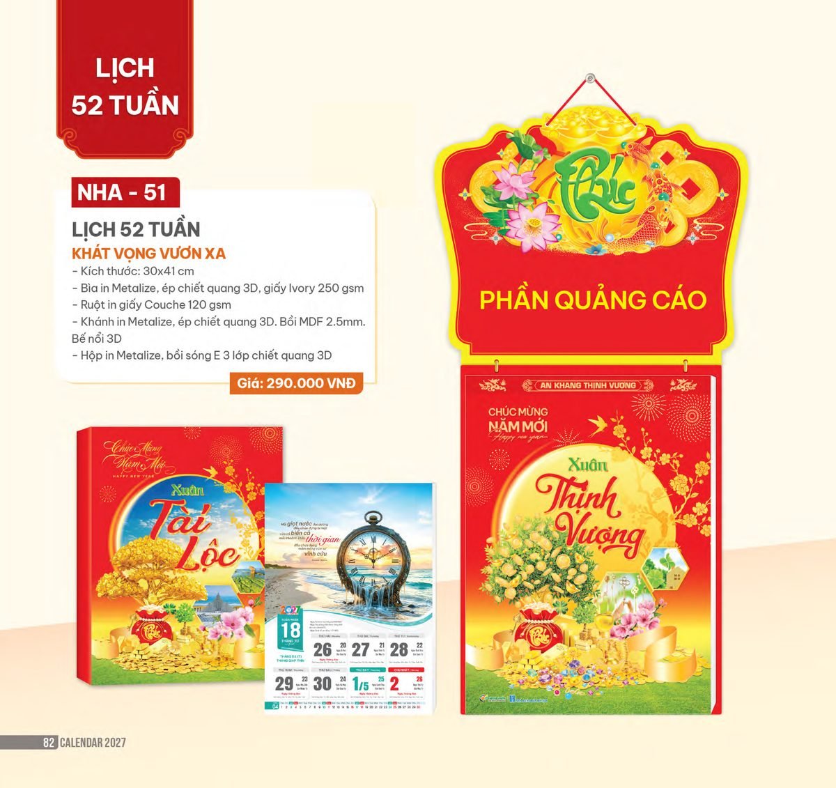 Lịch 52 Tuần 2027 NHA Mẫu NHA51 (30 x 41cm) In Logo Doanh Nghiệp Lịch 52 Tuần 2027 NHA Mẫu NHA51 (30 x 41cm) in logo doanh nghiệp quà tặng Tết