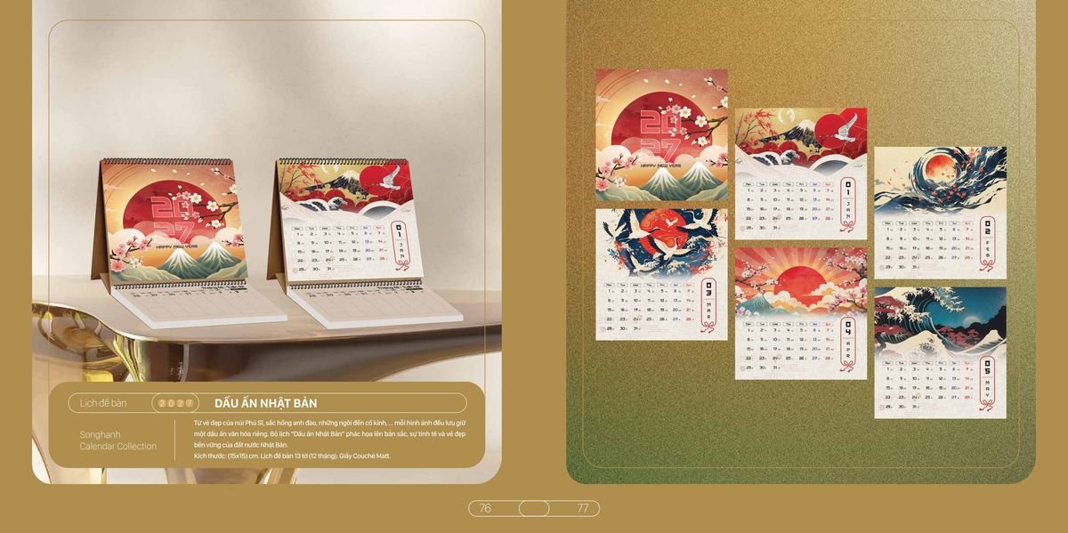 Lịch Bloc Cao Cấp Song Hạnh 2027 SH33 In Logo Doanh Nghiệp Giá Xưởng