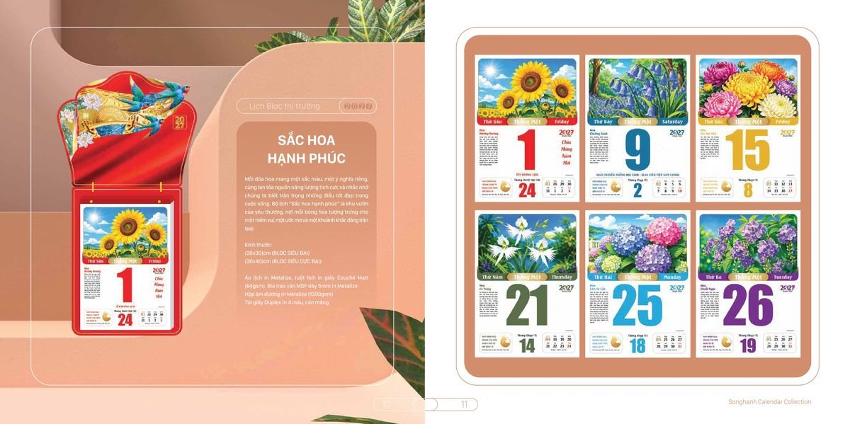Lịch Bloc Cao Cấp SH 2027 SH44 In Logo Doanh Nghiệp Giá Xưởng