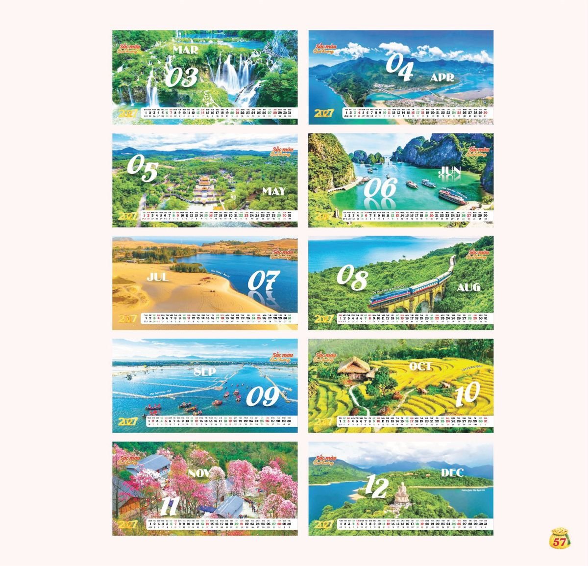 Lịch Bloc Siêu Cực Đại 2027 TDM54 In Logo Doanh Nghiệp Giá Xưởng