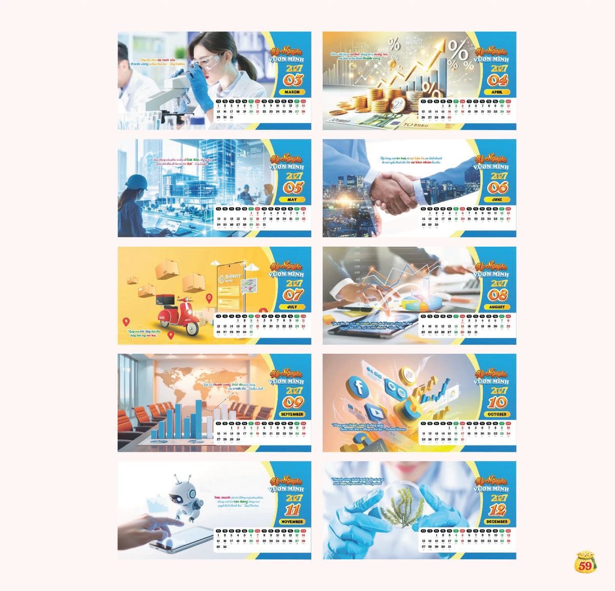 Lịch Bloc Siêu Cực Đại 2027 TDM57 In Logo Doanh Nghiệp Giá Xưởng